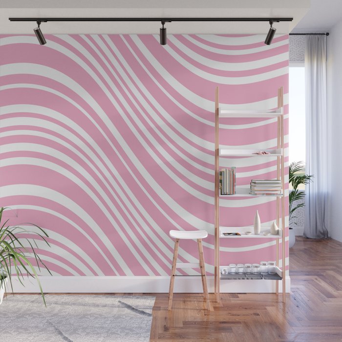 Wavy Stripes XXXI - Pastel Pink  Wall Mural Gallery Image 1