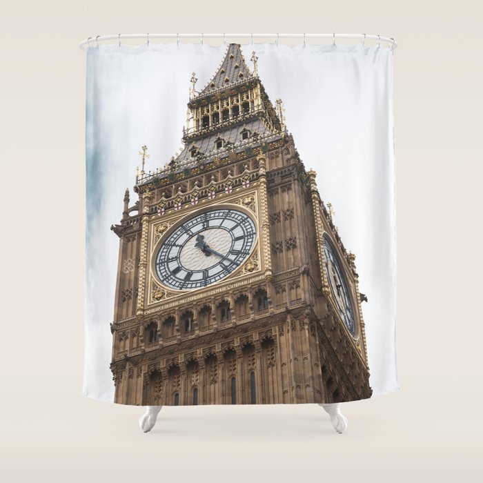 Big Ben in London  England  Retro summer travel photography Shower Curtain Gallery Image 1