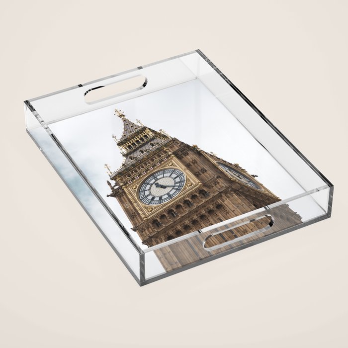 Big Ben in London  England  Retro summer travel photography Acrylic Tray Gallery Image 1