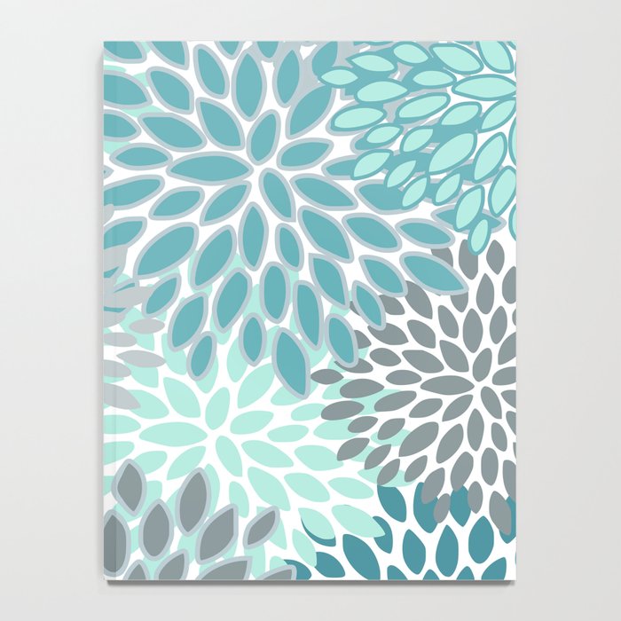 Modern, Floral Prints, Teal and Gray Notebook Gallery Image 4