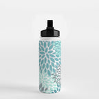 Modern, Floral Prints, Teal and Gray Water Bottle Gallery Image 2