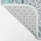 Modern, Floral Prints, Teal and Gray Bath Mat Gallery Image 2