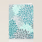 Modern, Floral Prints, Teal and Gray Stationery Card Gallery Image 2