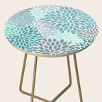 Modern, Floral Prints, Teal and Gray Side Table Gallery Image 2