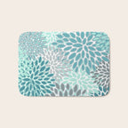 Modern, Floral Prints, Teal and Gray Bath Mat Gallery Image 1