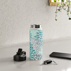 Modern, Floral Prints, Teal and Gray Water Bottle Gallery Image 4
