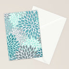 Modern, Floral Prints, Teal and Gray Stationery Card Gallery Image 2