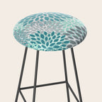 Modern, Floral Prints, Teal and Gray Stool Gallery Image 2