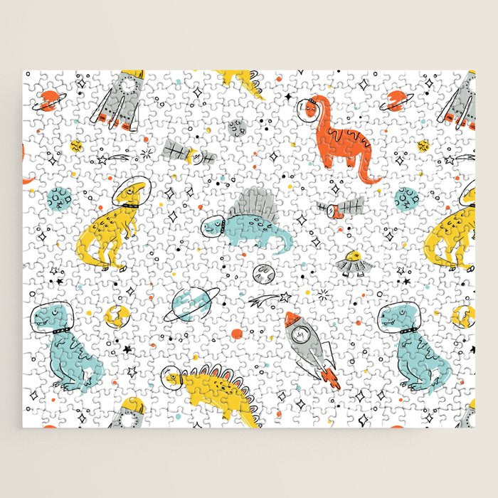 Sketchy Space Dinosaurs Jigsaw Puzzle Gallery Image 1