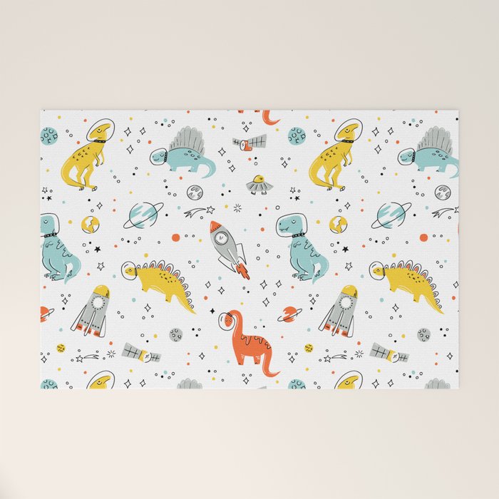 Sketchy Space Dinosaurs Welcome Mat Gallery Image 1
