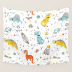 Sketchy Space Dinosaurs Wall Tapestry Gallery Image 4