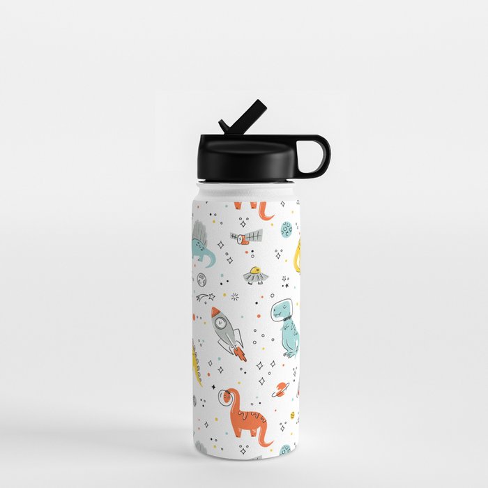 Sketchy Space Dinosaurs Water Bottle Gallery Image 1