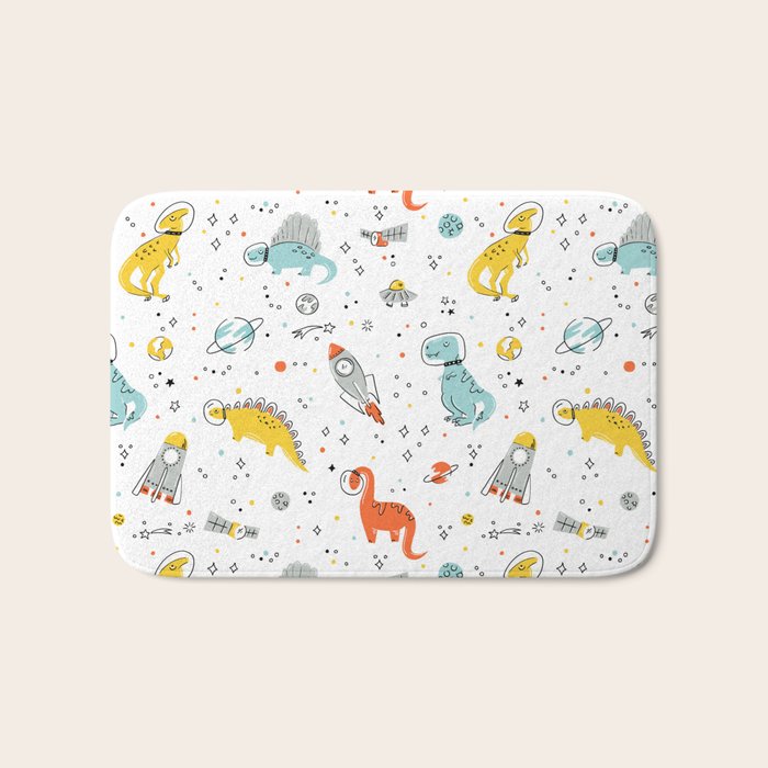 Sketchy Space Dinosaurs Bath Mat Gallery Image 1