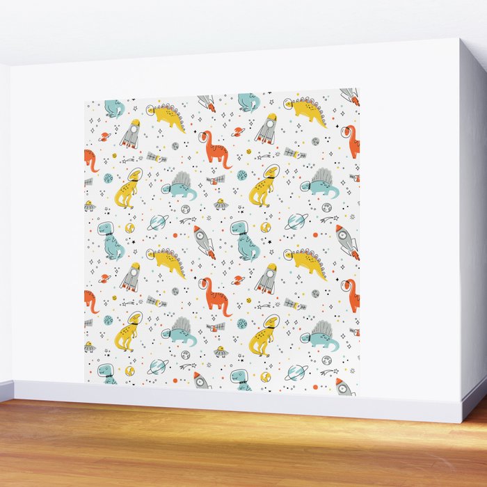 Sketchy Space Dinosaurs Wall Mural Gallery Image 2