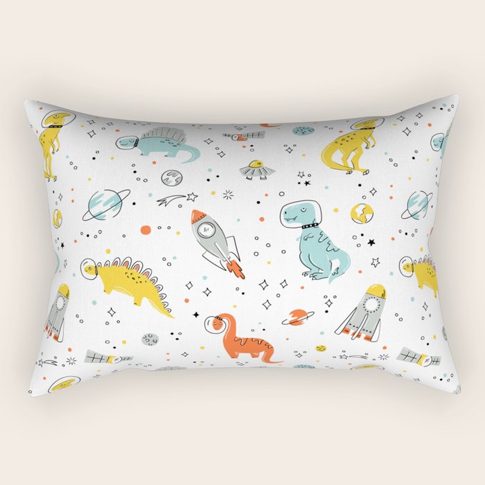 Sketchy Space Dinosaurs Rectangular Pillow Gallery Image 2