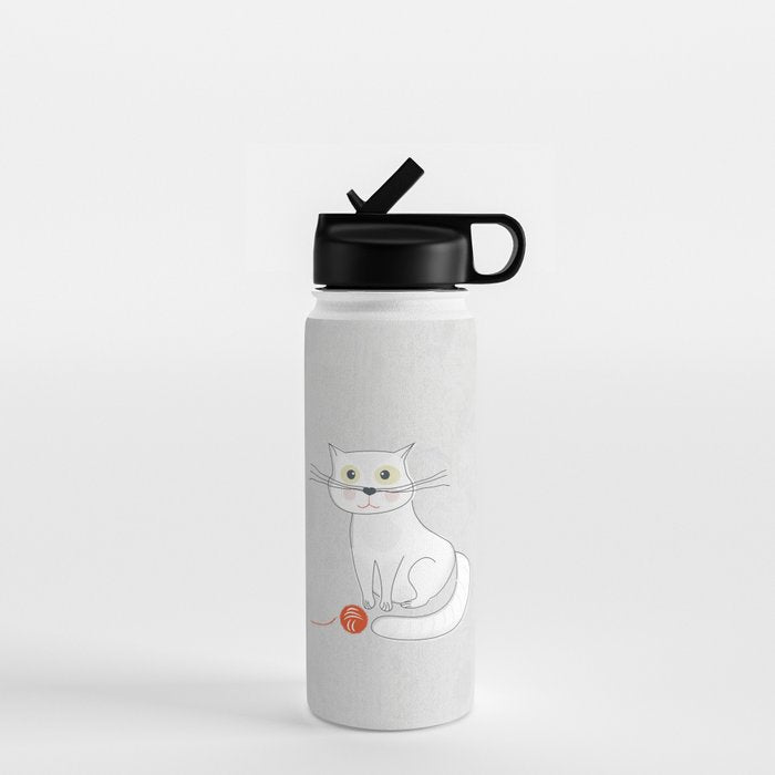 White Cat Water Bottle Gallery Image 1