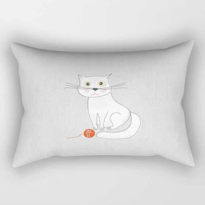White Cat Rectangular Pillow Gallery Image 2