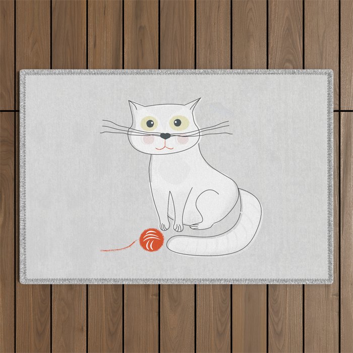 White Cat Outdoor Rug Gallery Image 1