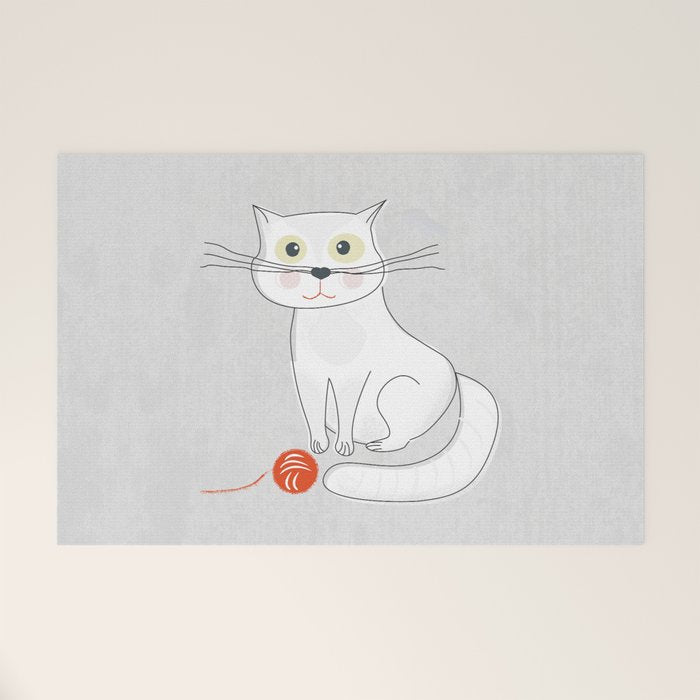 White Cat Welcome Mat Gallery Image 1