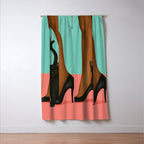 Woman in Heels with Black Cat Window Curtain Gallery Image 3