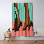 Woman in Heels with Black Cat Window Curtain Gallery Image 5