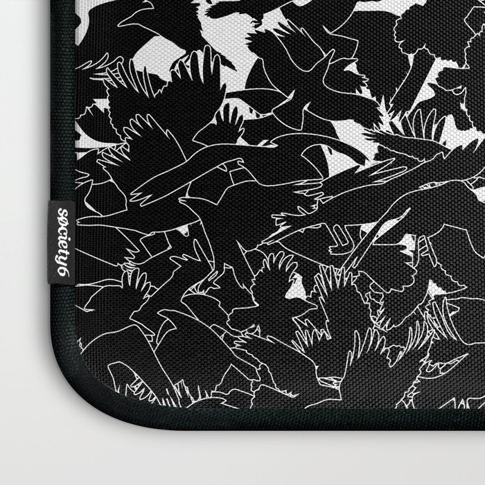 Raven Crow Flying Birds Abstract Goth Halloween Pattern Laptop Sleeve Gallery Image 3