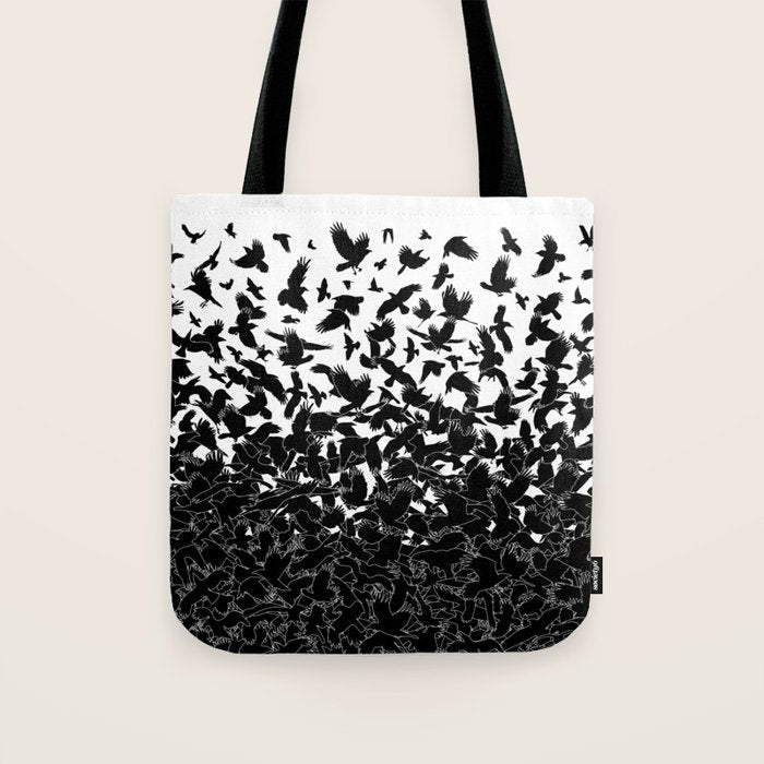 Raven Crow Flying Birds Abstract Goth Halloween Pattern Tote Bag Gallery Image 1
