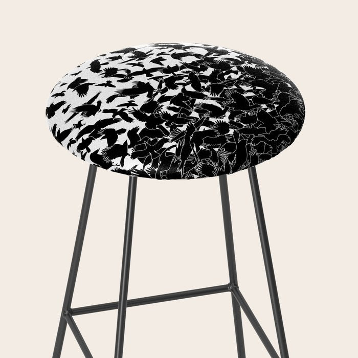 Raven Crow Flying Birds Abstract Goth Halloween Pattern Stool Gallery Image 2