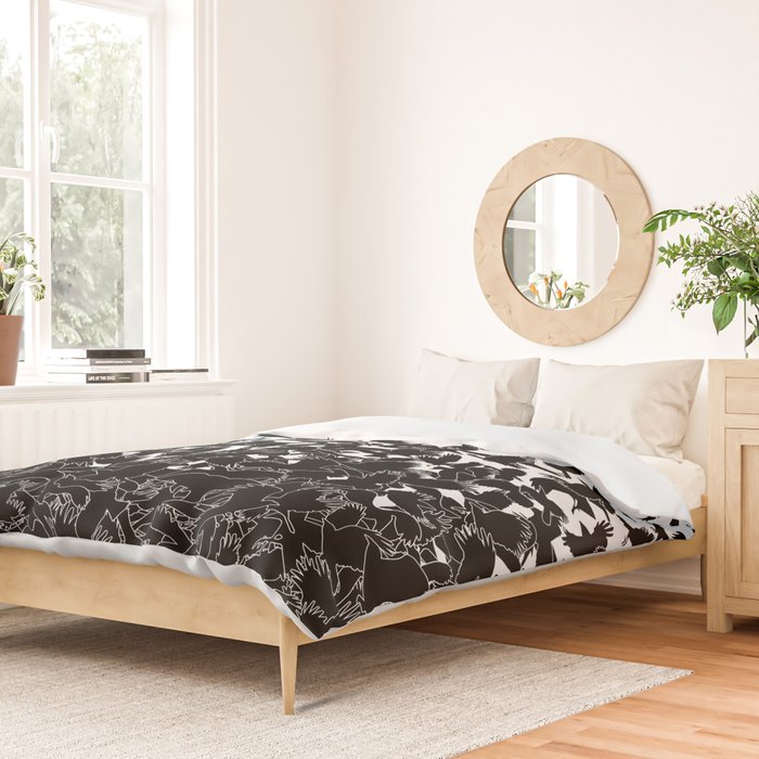 Raven Crow Flying Birds Abstract Goth Halloween Pattern Duvet Cover Gallery Image 2