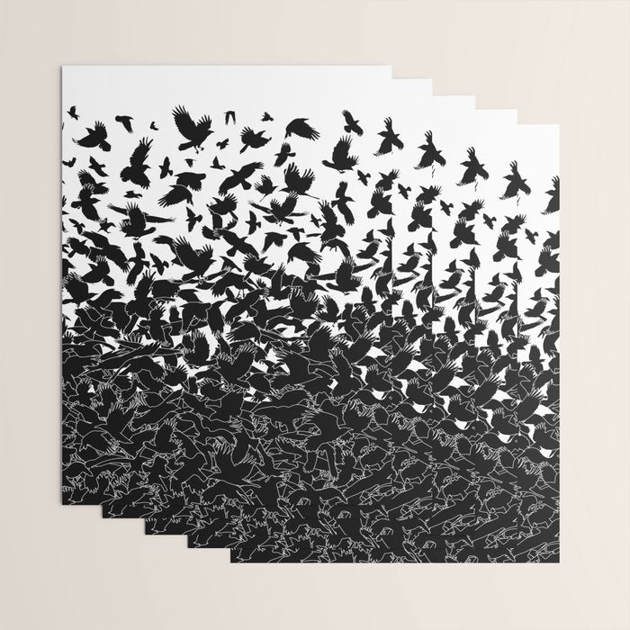 Raven Crow Flying Birds Abstract Goth Halloween Pattern Wrapping Paper Gallery Image 3