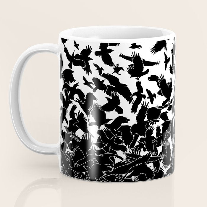 Raven Crow Flying Birds Abstract Goth Halloween Pattern Coffee Mug Gallery Image 3