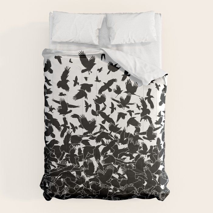 Raven Crow Flying Birds Abstract Goth Halloween Pattern Comforter Gallery Image 1