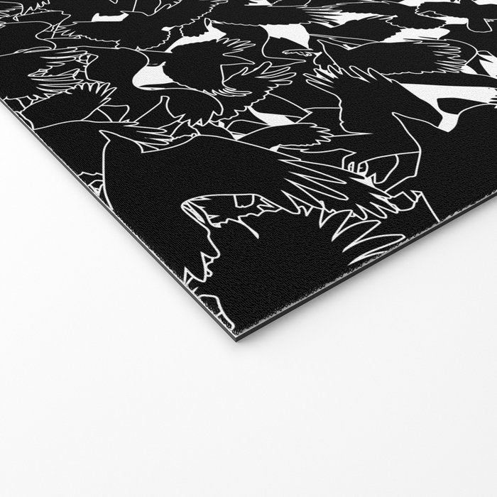 Raven Crow Flying Birds Abstract Goth Halloween Pattern Welcome Mat Gallery Image 2