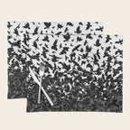 Raven Crow Flying Birds Abstract Goth Halloween Pattern Placemat Gallery Image 1