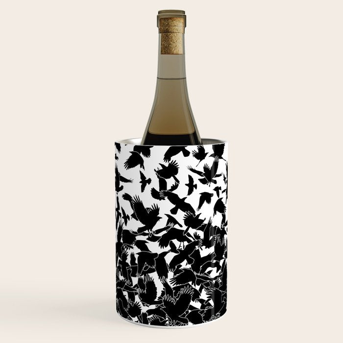Raven Crow Flying Birds Abstract Goth Halloween Pattern Wine Chiller Gallery Image 1