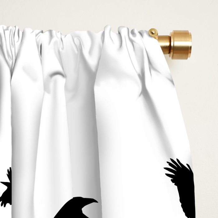 Raven Crow Flying Birds Abstract Goth Halloween Pattern Window Curtain Gallery Image 2