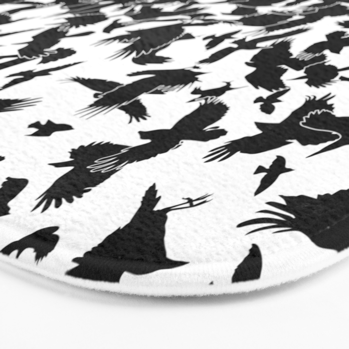 Raven Crow Flying Birds Abstract Goth Halloween Pattern Bath Mat Gallery Image 3