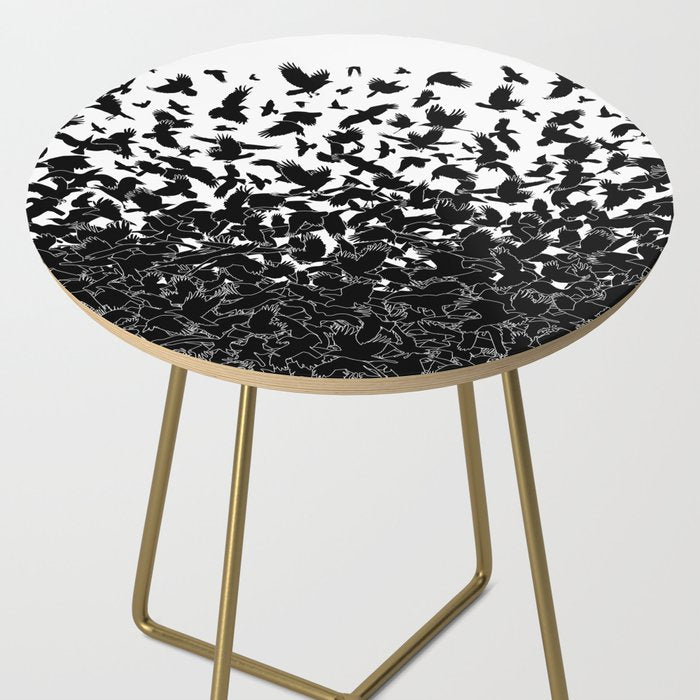 Raven Crow Flying Birds Abstract Goth Halloween Pattern Side Table Gallery Image 2