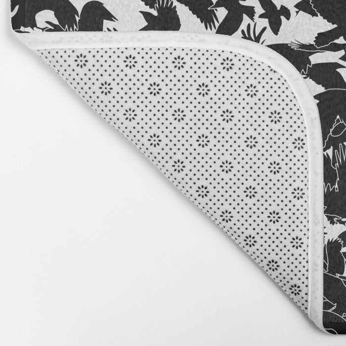 Raven Crow Flying Birds Abstract Goth Halloween Pattern Bath Mat Gallery Image 2
