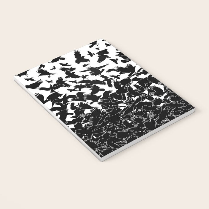 Raven Crow Flying Birds Abstract Goth Halloween Pattern Notebook Gallery Image 3