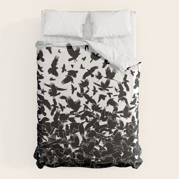 Raven Crow Flying Birds Abstract Goth Halloween Pattern Duvet Cover Gallery Image 6