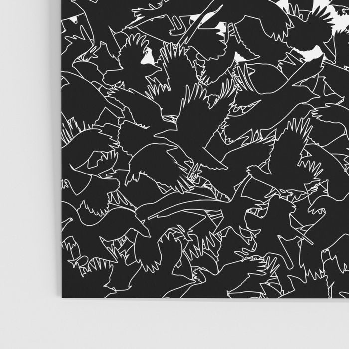 Raven Crow Flying Birds Abstract Goth Halloween Pattern Poster Gallery Image 3