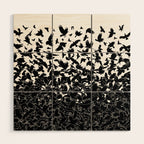 Raven Crow Flying Birds Abstract Goth Halloween Pattern Wood Wall Art Gallery Image 1