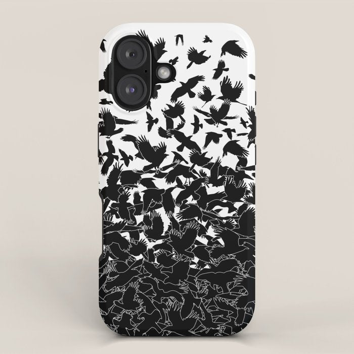 Raven Crow Flying Birds Abstract Goth Halloween Pattern iPhone Case Gallery Image 1