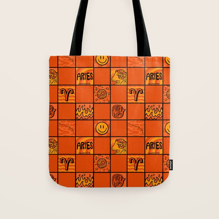 Aries Checkered Print Tote Bag Gallery Image 1