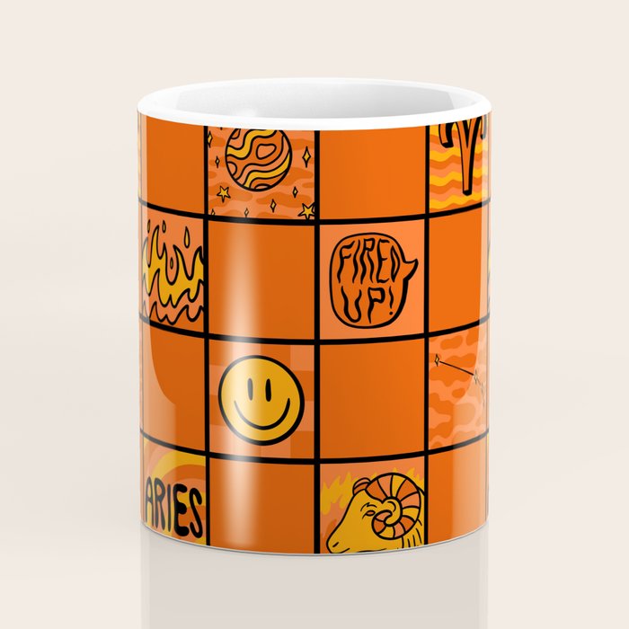 Aries Checkered Print Coffee Mug Gallery Image 4