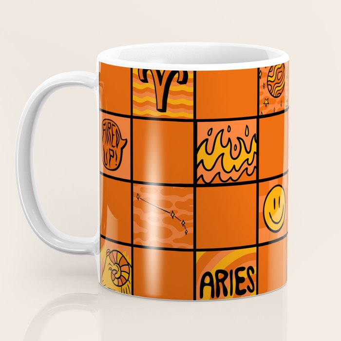 Aries Checkered Print Coffee Mug Gallery Image 3