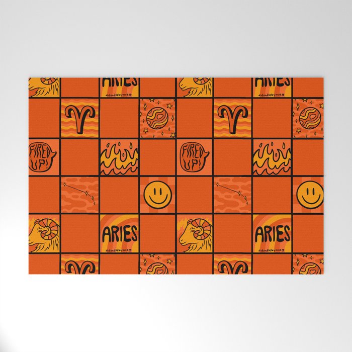 Aries Checkered Print Welcome Mat Gallery Image 1