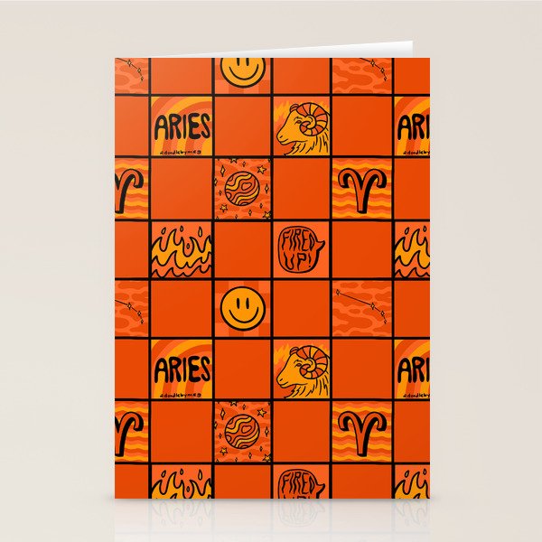 Aries Checkered Print Stationery Card Gallery Image 1