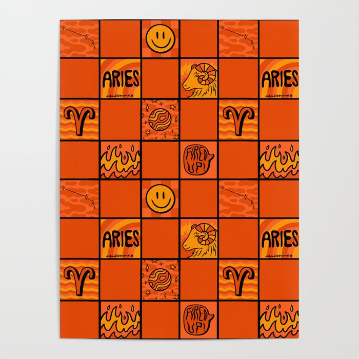 Aries Checkered Print Poster Gallery Image 4